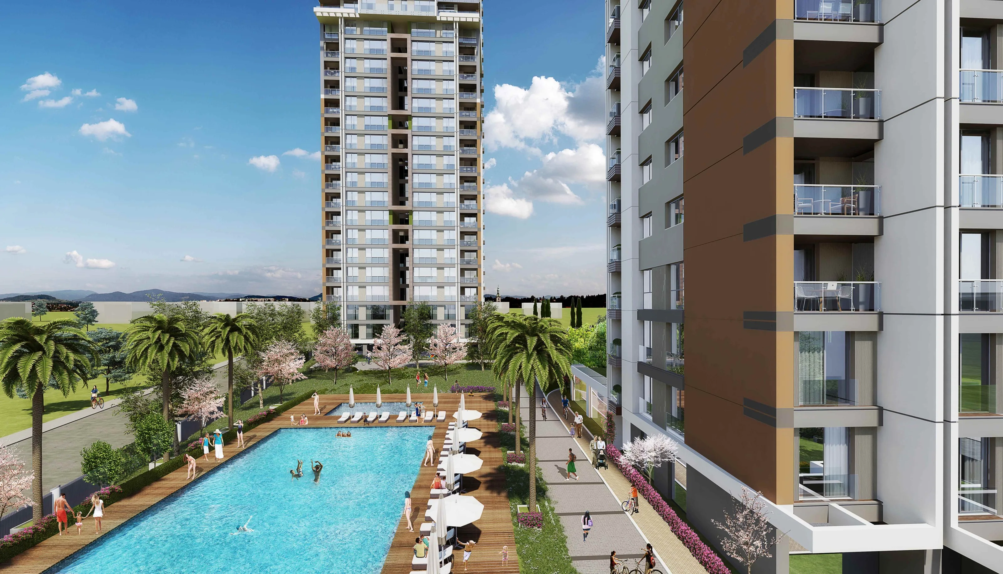 Sea View Apartments for Sale in Kartal Istanbul Near Marmaray Modern Project with Green Areas