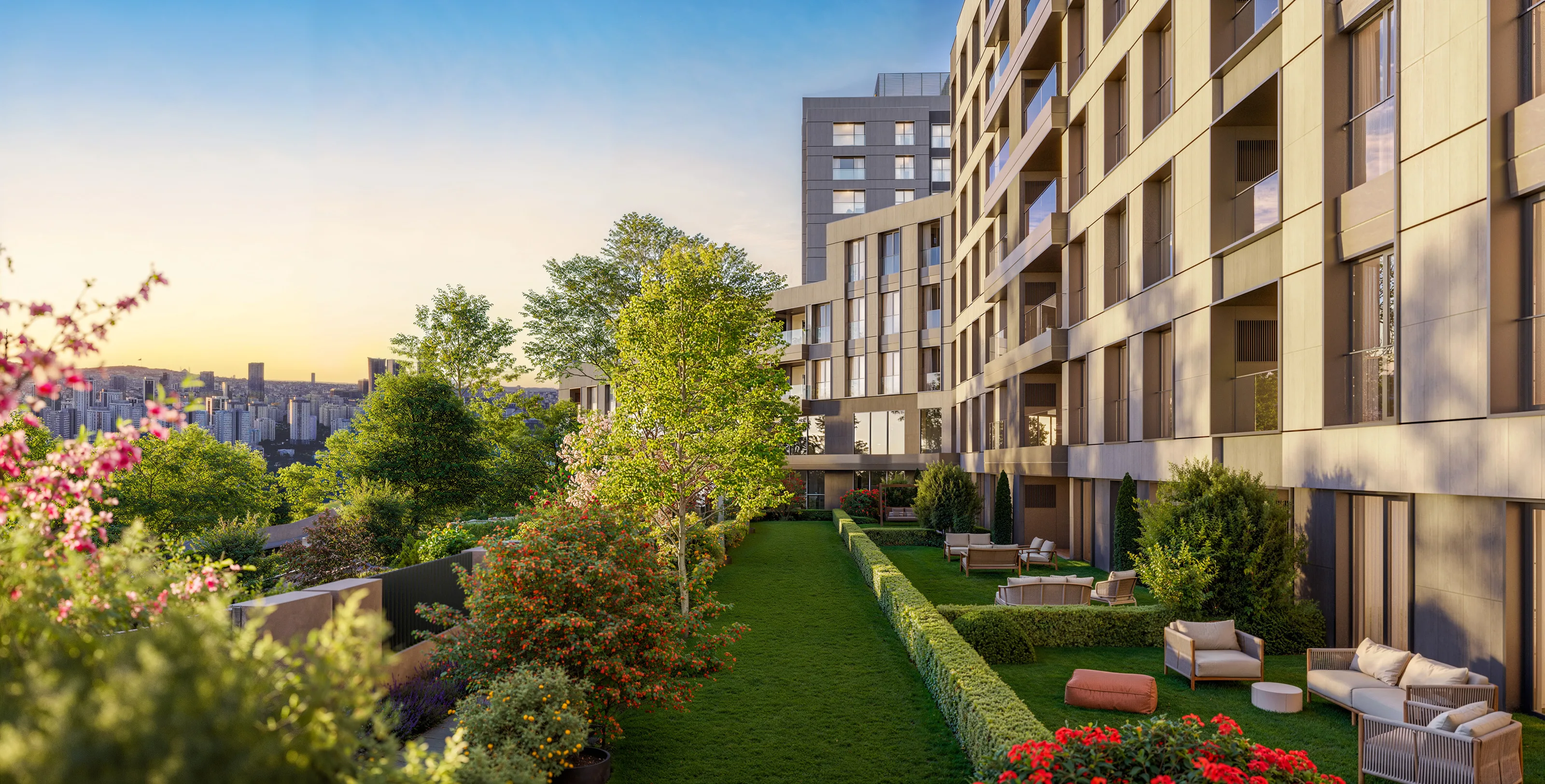 Ataşehir İstanbul’da Satılık Daireler Prime Lokasyonlu Yatay Mimari Finans Merkezine Yakın Modern Proje