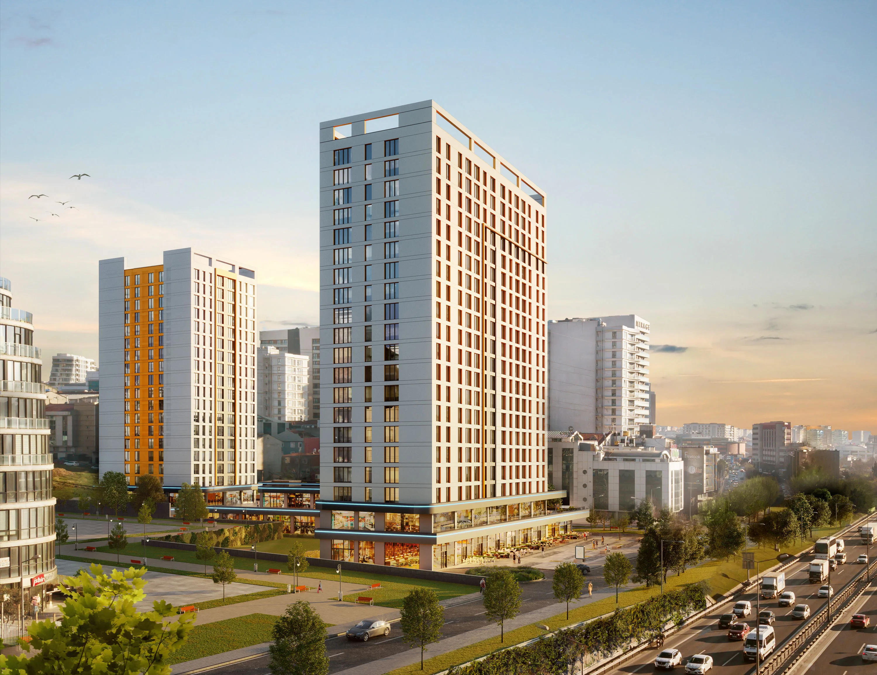 Home Office Apartments for Sale in Basin Express Istanbul Modern Project Near Metro and Highways