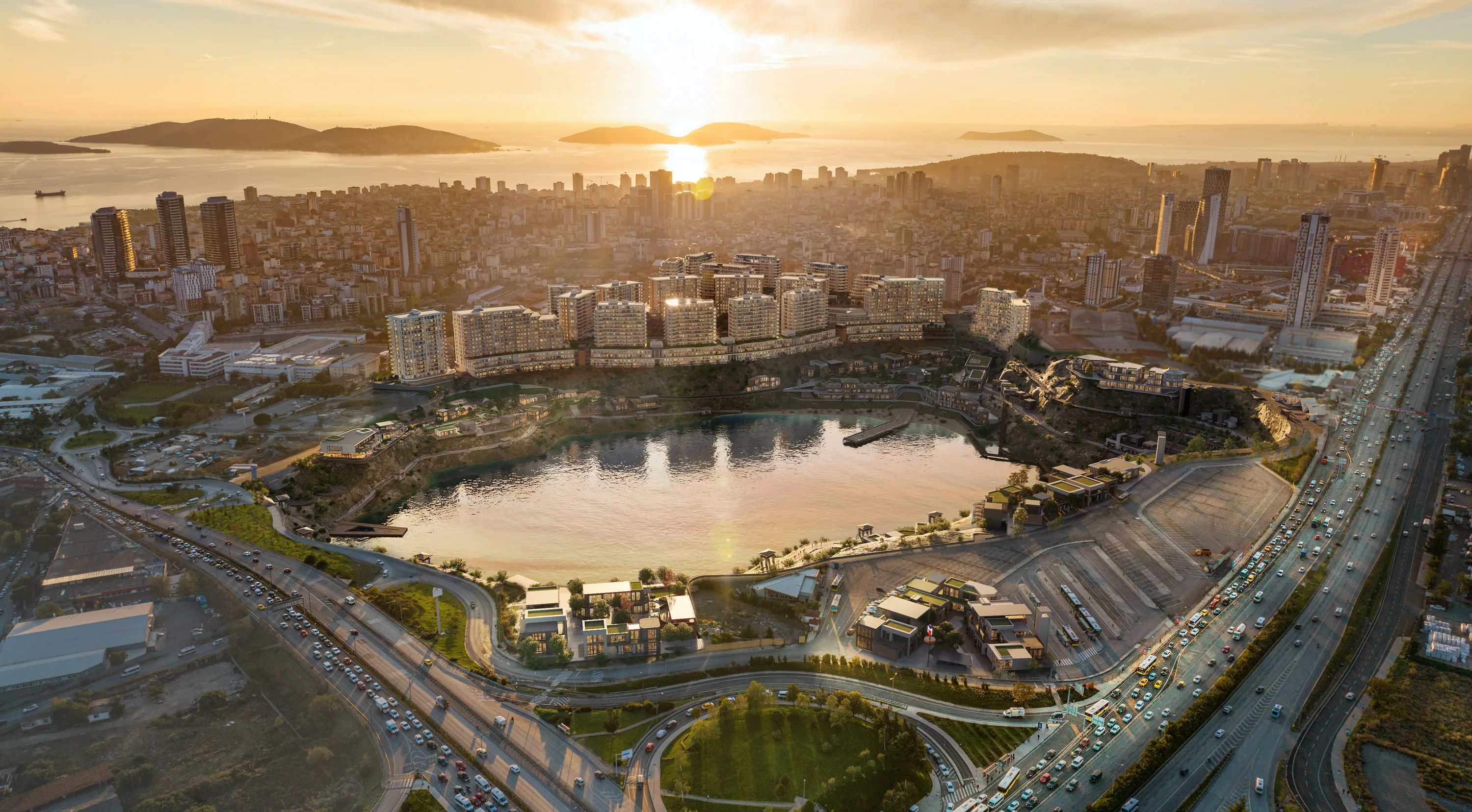 Квартиры в Картале Стамбул жилой комплекс у озера рядом с метро зелёные зоны и развитая инфраструктура